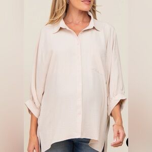 Women's Cream Button-Up Blouse